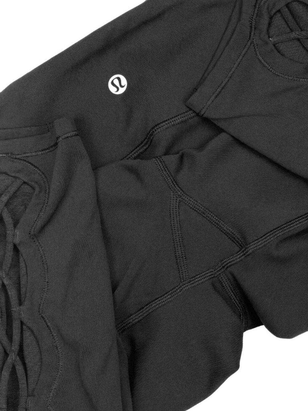 Lululemon Tied To It 7/8 Tight Leggings 6 Black Mesh W5ARIS - Picture 9 of 13